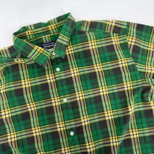 Patagonia Fezzman Organic Cotton Blend Short Sleeve Plaid Shirt Men's XL Green